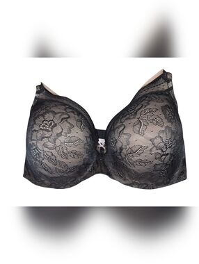 CACIQUE LANE BRYANT BLACK MODERN LACE LIGHTLY LINED BALCONETTE BRA Size 40H